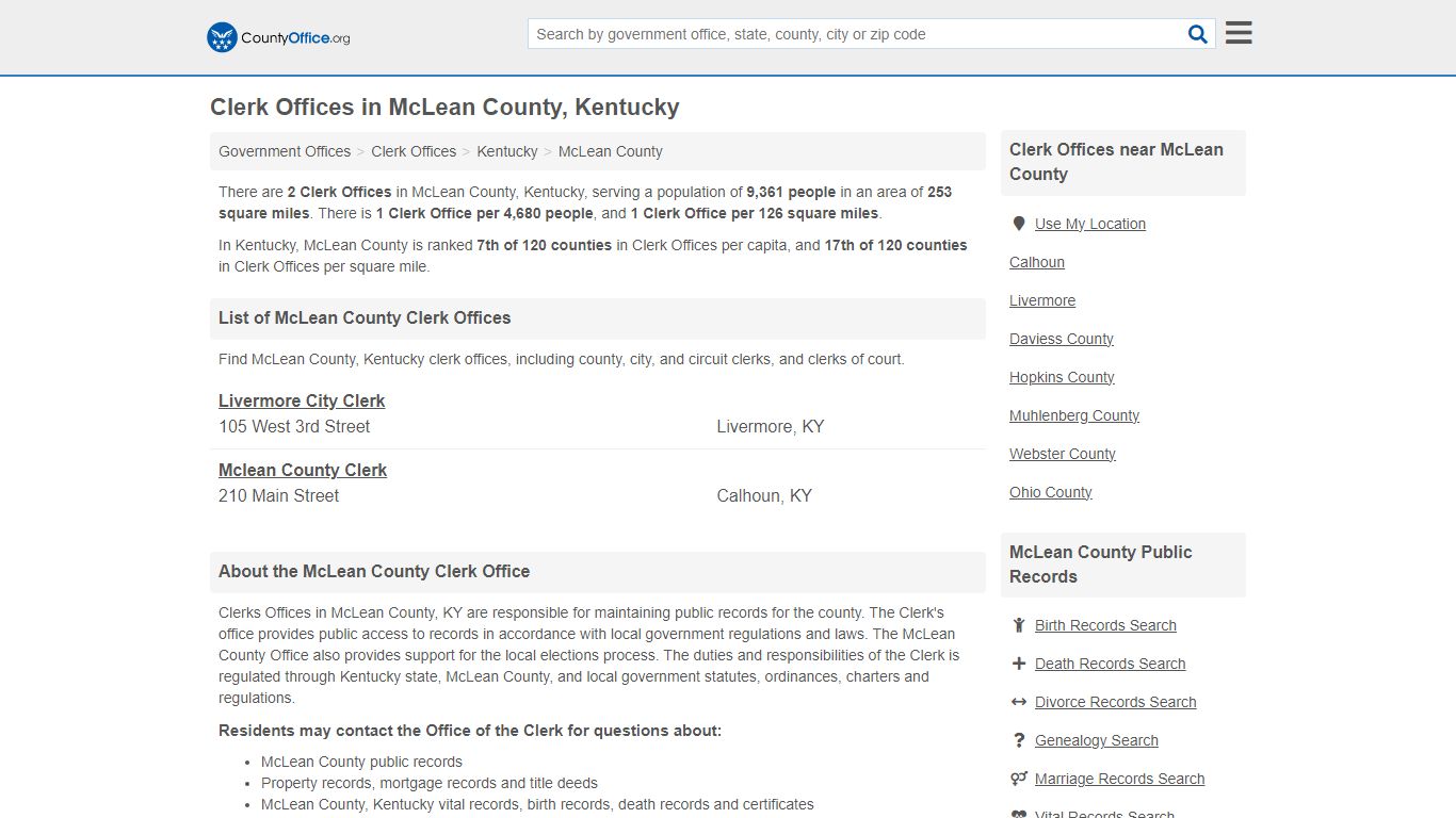 Clerk Offices - McLean County, KY (County & Court Records)